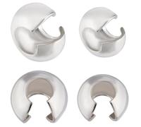 CREATCABIN 36Pcs 925 Sterling Silver Crimp Bead Covers 2 Size Half Round Open Crimp Beads Tiny Tube Crimp Beads Necklace Bracelet Pendant Jewelry Making Crafts Diy Findings Gift for women 5x4/4x3mm