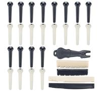 CREATCABIN 36Pcs Acoustic Guitar Pins Guitar Bridge Pegs Black White Plastic Pin Peg Parts Kits with Bridge Pin Puller Remover Saddle Nut for String Replacement Tool Accessories 1.26 x 0.32 Inch