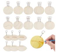 CREATCABIN 36Pcs Color Your Own Keychains Crafts Wooden DIY Keychains Bulk Basketball Baseball Volleyball Football GolfBall Rugby Key Tags Unfinished Wooden Blank Keyrings for Sports Lovers Team Gift