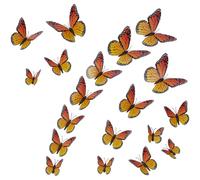 CREATCABIN 36Pcs Monarch Butterfly Stickers Realistic Butterflies Decoration Yellow PVC Artificial 3D Day of The Dead Halloween Wall Decal Decor for DIY Craft Home Wedding Birthday Party Accessories