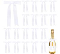 CREATCABIN 36Pcs White Ribbon Bow Satin Gift Wrap Bows Polyester Large Twist Bowknot Tie Champagne Bottle Cake Balloon Bag Decorations for DIY Craft Wedding Bridal Valentine Birthday Party 5.1x7.1in