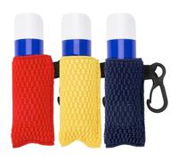 CREATCABIN 3Pcs 3 Colors Lip Balm Holder Lipstick Sleeve Keychain Red Black Gold Silk Elastic Portable Tight Knit Clip on Chapstick Gloss Pouch with Black Plastic Key Clasp for Women 23 x 1.1 Inch