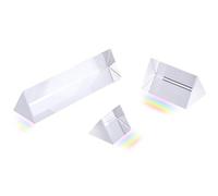 CREATCABIN 3Pcs 3 Sizes Crystal Prism Set Optical Prism Triangular Clear Lens Glass Equilateral Triangular Refracted Light Spectrum for Physics Teaching Rainbow Maker Photography Props