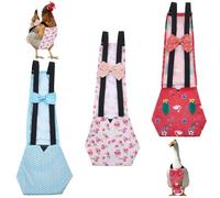 CREATCABIN 3Pcs 3 Styles Waterproof Duck Diapers Washable Chicken Diapers Polyester Adjustable Reusable Ducking Clothes Supplies with Bow Tie for Indoor Chickens Birds Accessories 15.35 x 5.9 Inch