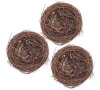 CREATCABIN 3Pcs Artificial Bird Nest Easter Rattan Bird Nests Small Faux Birds Nest Handicraft Bird's Nest for Crafts Patio Garden Yard Home Succulent Planter Easter Decorations Party Christmas 4Inch