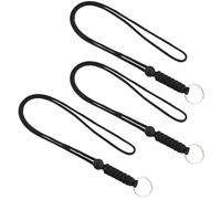CREATCABIN 3Pcs Badge Lanyard with Keyring 18" Long Black Necklace Keychain Cord with Split Ring Adjustable Neck Lanyard for Cruise Badge Camera Wallet Keys Camping Sports Hiking Men Women Office