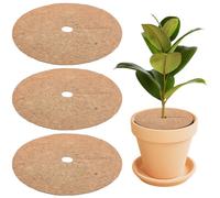 CREATCABIN 3Pcs Coconut Fiber Mulch Ring Plant Pot Soil Cover 30cm Tree Plant Protector Mat Natural Coco Coir Disc Plant Cover Ring Plant Ring Mulch Mat for Indoor Outdoor Trees Plants Landscaping
