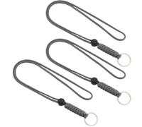 CREATCABIN 3Pcs Key Ring Necklace Lanyard Keychain Holder 18" Gray Adjustable Neck Lanyard with Metal Split Ring Keychain Cord for Cruise Badge Camera Wallet Keys Camping Sport Hiking Men Women Office