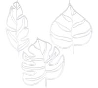 CREATCABIN 3Pcs Leaf Acrylic Mirror Wall Stickers 3 Styles 3D Mirror Decals Silver Modern Mirror Art Mural Wall Stickers Decor Self-adhesion Removable for Living Room Bedroom Home Decoration