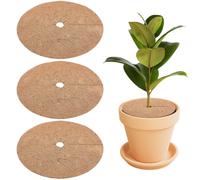 CREATCABIN 3Pcs Plant Pot Soil Cover Coco Coir Mulch Mats 35cm Tree Mulch Ring Natural Coconut Fiber Plant Cover Ring Plants Protector Mulchs Mat for Sapling Root Weed Barrier Moisture Retention