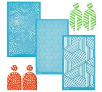 CREATCABIN 3Pcs Silk Screen Stencils for Polymer Clay Linear Reusable Silkscreen Printing Kit Working with Clay Earrings Polymer Print Stencil Tools Nylon Impression Mat for Jewelry Making 3.5x5.8Inch