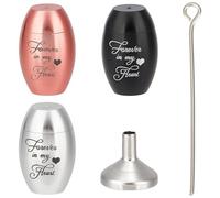 CREATCABIN 3Pcs Small Keepsake Urns Mini Cremation Urn for Ashes Forever in My Heart Alloy Sharing Funeral Urn Memorials Ashes Holder Miniature Container for Human Pet 1x1.7cm-Black Silver Rose Gold