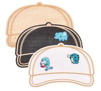 CREATCABIN 3Pcs Template Hat Patch Trucker Hat Template Black MDF Wooden Personalized Truck Caps Design Thin Boards Patches Layout for Creating Designing Stylish DIY Caps Making 5.75 x 8.66 Inch