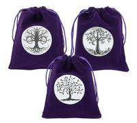 CREATCABIN 3Pcs Tree of Life Tarot Bags Velvet Storage Pouches with Drawstrings Dice Tarot Cards Holder Bag Purple Wrap Bags Jewelry Pouch for Crystals Altar Rune Witchcraft Divination Gift 5x6Inch