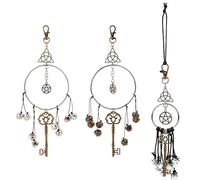 CREATCABIN 3Pcs Witch Bells Protection for Door Knob Hangers Witch Wind Chimes Wreath Handmade Hanging Witchcraft Wicca Supplies Magic Wind Chimes Iron Vintage Bell for Home Halloween Decorations