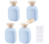 CREATCABIN 4 Pack 3.4 oz Travel Bottles with Flip Cap Empty Squeeze Bottle Refillable Leak Proof Plastic Travel Size Containers for Shampoo Lotion Conditioner Creams Toiletries Alice Blue