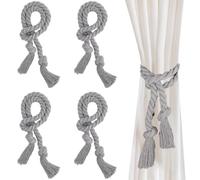 CREATCABIN 4 Packs Curtain Tiebacks Rope Curtain Tie Backs Handmade Rural Decorative Curtain Holdbacks Cotton Rope Minimalism Rural Home Room Decoration Elegant Curtain Holdbacks 31.5 Inch Gray