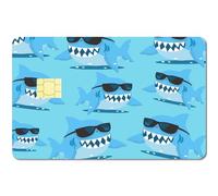 CREATCABIN 4 Pcs Credit Card Sticker Card Sticker Debt Card Cover Skin Waterproof Vinyl Scratch Protect Card Decor Personalizing Removable Blocking Sticker Sunglass Shark for Women Family 3.3x2.1 Inch