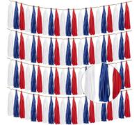 CREATCABIN 4 Set Red Blue White Foil Fringe Tassel Garland Tissue Paper Tassels Banner Streamers Wall Hanging Curtain Backdrop for Parade Floats Independence Day Party Decorations DIY Kit 13.8 Inch