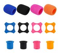 CREATCABIN 4 Sets Silicone Mic Cover Microphone Sponge Foam Hygienic Colorful Column Handle Mic Mike Karaoke Protector Windscreen Holder Sleeves for KTV Karaoke Bar News Interview Microphone