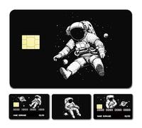 CREATCABIN 4 Styles Black Credit Card Skin Debit Card Skins Sticker Cover No Bubble Slim Personalized Bank Card Protecting Decals PVC Waterproof Removable for Transportation Card 7.3x5.4Inch-Spaceman
