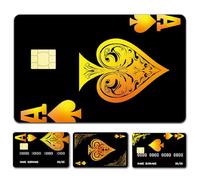 CREATCABIN 4 Styles Black Spade A Credit Card Skins Playing Ace Debit Card Skin Sticker Cover No Bubble Slim Personalized Bank Card Protecting Decals PVC Waterproof for Transportation Card 7.3x5.4Inch
