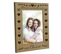 CREATCABIN 4 x 6 Wood Picture Frame Engraved Photo Frames Display Wooden Tabletop Postcard Frame For Wall Gallery Birthday Graduation Gifts Friends Christmas Home-Friends Are The Family We Choose