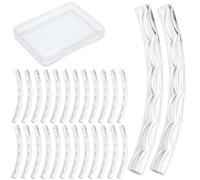 CREATCABIN 40 Pcs Curved Tube Beads Sleek Noodle Tube Beads Long Large 925 Sterling Silver Plated Brass Hole Spacer Connectors Bulk Tube Twist for DIY Jewelry Making Necklaces Findings 20mm