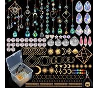 CREATCABIN 400Pcs DIY Suncatchers Making Kits Crystal Sun Catcher Kit Prism Suncatcher Supplies Craft Stained Glass Window Hanging with Rainbow Maker Pendant for Adults Indoor Outdoor Garden Decor