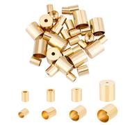CREATCABIN 40Pcs 4 Sizes 24K Gold Plated Brass Cord Ends Metal End Caps 3mm 4mm 5mm 7mm for DIY Jewelry Making Bracelet Necklace Leather Terminators End Caps