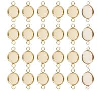 CREATCABIN 40Pcs Gold Stainless Steel Cabochon Connectors Settings Round Blank Bezel Pendant Connector Trays Charm Links with Double Loops for Earrings Bracelets Necklaces Handicrafts Jewelry Making