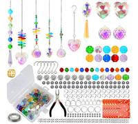 CREATCABIN 460Pcs DIY Suncatchers Making Kits Crystal Sun Catcher Kit Prism Suncatcher Supplies Craft Stained Glass Window Hanging with Rainbow Maker Pendant for Adults Indoor Outdoor Garden Decor