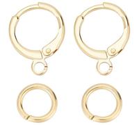 CREATCABIN 48pcs Brass Earring Making Kit 18K Gold Plated Leverback Earring Hooks with Hang Loop Earrings Replacement Accessories Open Jump Rings for Jewelry Making Findings Supplies 0.58x0.46in