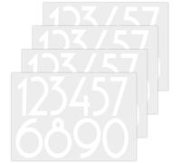 CREATCABIN 4PCS 0~9 Reflective Mailbox Number Stickers White Vinyl Waterproof Number Self Adhesive Marking Stickers for House Numbers Signs Door Cars Garbage Bins Address Numbers 6.4x8.5in