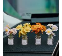 CREATCABIN 4Pcs 4 Styles Daisy Car Decorations Flower Car Ornaments Colorful Spring Floral in Glass Vase Aesthetic Automotive Interior Mini Accessories for Rear View Mirror Dashboard Decor Women
