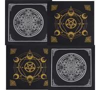 CREATCABIN 4Pcs Altar Cloth Pentagram Star Moon Tarot Table Cloth Table Witchcraft Tapestry Tablecloth Spiritual Square for Divination Pendulum Witchcraft Supplies Witch Reading 19.29 Inch-Black