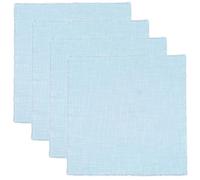 CREATCABIN 4Pcs Blue Cotton Linen Napkins Rustic Fringe Napkins Bulk 16.54" x 16.54" Boho Washable Easter Spring Handmade Table Decor Linen Cloth Napkin for Wedding Thanksgiving Dinner Party Christmas