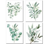 CREATCABIN 4Pcs Botanical Plant Wall Art Prints Plant Decor Paintings Green Leaf Canvas Pictures Leaves Boho Art Drawing Posters Wall Decor for Home Bedroom Office Kitchen 8 x 10Inch-Unframed