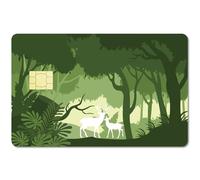 CREATCABIN 4Pcs Card Skin Sticker Forest Deer Debit Credit Card Skins Covering Personalizing Bank Card Protecting Removable Wrap Waterproof Slim Proof No Bubble for Key Bank Card 7.3x5.4Inch-Green