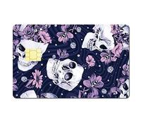 CREATCABIN 4Pcs Card Skin Sticker Roses Skull Personalizing Bank Card Sticker Slim Removable Waterproof Self Adhesive Credit Card Skin for Transportation Key Cards Debit Cover Women Men 7.3 x 5.4Inch