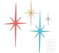 CREATCABIN 4Pcs Cast Iron Star Metal Star Wall Decor Celestial Atomic Rustic Vintage Retro Mid Century Modern Metal Elegance Accents Hangings Sculptures for Home Office Room Wall DIY Decor