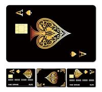 CREATCABIN 4Pcs Credit Card Skin Debit Card Sticker Golden Spade A Personalizing Credit Decor Waterproof Removable Bank Protecting Sticker for Holders 3.3x2.1in