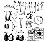 CREATCABIN 4Pcs Laundry Room Wall Stickers PVC Wall Stickers Black Murals Laundry Wall Decoration Decals Waterproof Self Adhesive Stickers Home Decor Art for Apartment Washing Room 11.4x8Inch