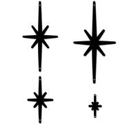 CREATCABIN 4Pcs Metal Star Wall Decor Black Starburst Wall Art Decor 8 Pointed Atomic Stars Sculptures Wall Hanging Decor for Modern Home Accent Office Living Room Bedroom Indoor Outdoor