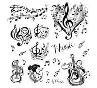 CREATCABIN 4Pcs Musical Note Wall Stickers Vinyl Wall Stickers Murals Music Walls Decoration Decals Waterproof Self Adhesive Music Symbols Sticker Home Decor Art for Studio Bathroom 11.4x8Inch