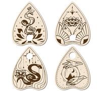CREATCABIN 4Pcs Planchette Wooden Mini Crystal Sphere Display Stand Crystal Holder Snake Lotus Hand Witch Stuff Wiccan Small Tray Altar Tarot Decor Witchy Supplies for Crystal Ball Stones Burlywood