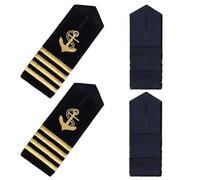 CREATCABIN 4Pcs Shoulder Boards Epaulets Gold Anchor Shoulder Boards Badge Black Four Bars Gold Stripes Professional Uniform Captain Sailor Insignia Epaulette Sliders for Cosplay Halloween 2x5.3inch