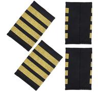 CREATCABIN 4Pcs Shoulder Boards Epaulets Hardboard Anchor Shoulder Board Badge Black Security Guard Epaulettes Four Bars Gold Stripes Professional Uniform Captain Epaulette Sliders for Cosplay 2x3Inch