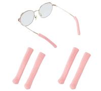 CREATCABIN 4Pcs Soft Glasses Ear Cushion Eyeglasses Temple Tips Sleeve Pink Polyester Knitting Non Slip Elastic Ears Glasses Tip Sleeves Grippers Retainer for Sunglasses Cushions 2.4 x 0.4 Inch