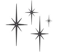 CREATCABIN 4Pcs Star Burst Wall Decor Black Mid Century Modern Metal Wall Art Sculpture Retro 8 Pointed Atomic Stars Celestial Hanging Ornament Accents for Home Bedroom Office Room Decoration